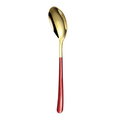 

Fusipu Stainless Steel Spoon Long Handle Dessert Soup Eating Home Kitchen Dinnerware