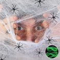 thumbnail image 3 of Telaraña Artificial de 20/40/60/100/120/200/300g que brilla en la oscuridad, telaraña luminosa Horrible con arañas para Halloween, 3 of 5