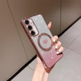 thumbnail image 2 of for Samsung Galaxy S24 Plus Case Magnetic Phone Cases [Compatible with Magsafe], Soft Luxury Gradient Glitter Cute Heart Plating Bling Shockproof Cover for Women Girls-Pink, 2 of 14