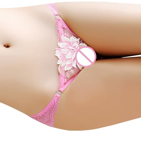 

Womens Lace Embroidered Flower Transparent Mesh Seductive Thongs