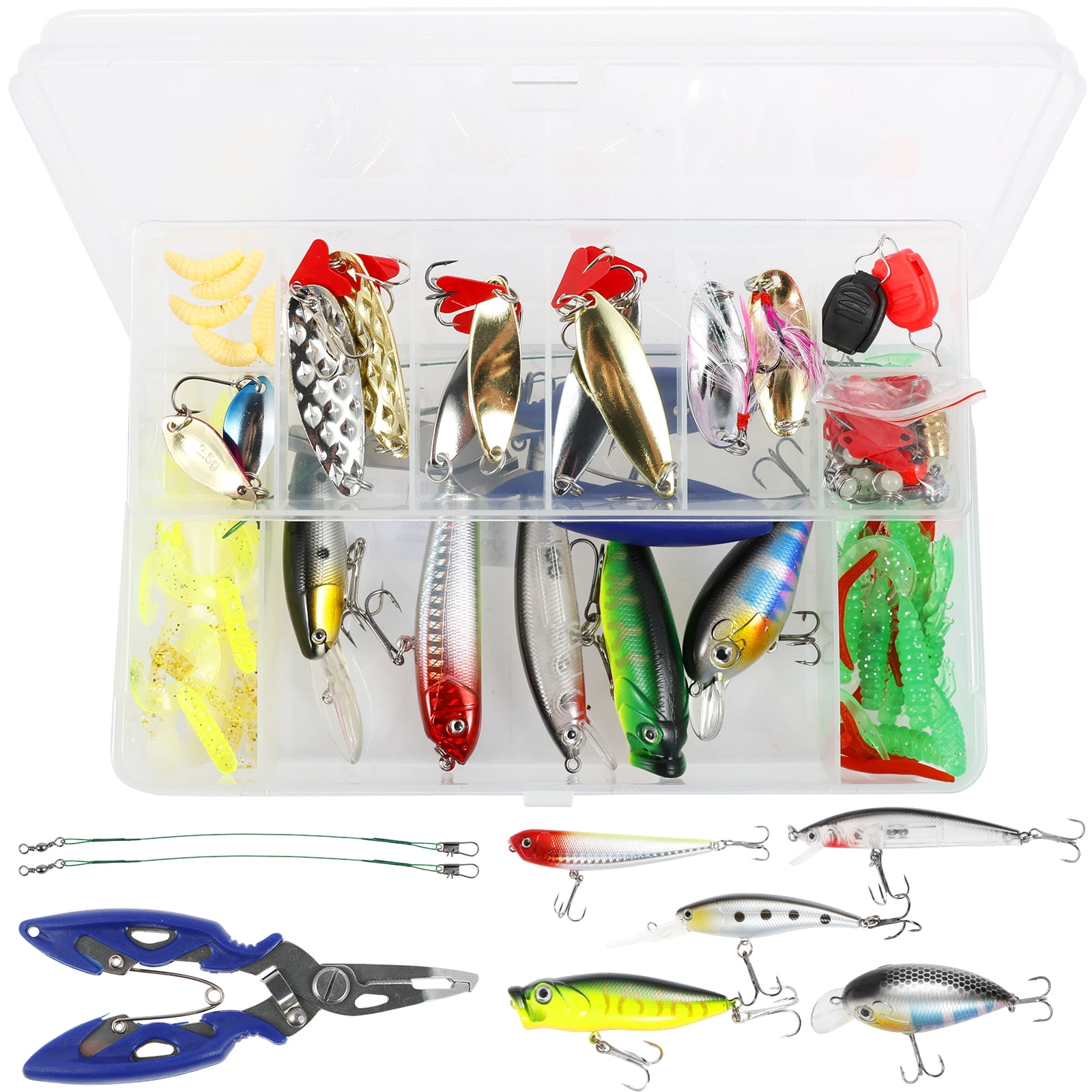 Lzvxtym Fishing Lures,Fishing Lures Kit,Fishing Bait Lure Set for Saltwater Freshwater,with Tackle Box,106Pcs