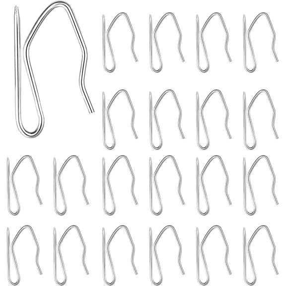 30PCS Stainless Steel Curtain Pleat Hooks,Drapery Hook and Pin for Pleated Drapes 4 Prongs Pinch Pleat Hook Clips,Traverse Pleater 4 End Curtain Hangers for Window Door Bathroom Curtain