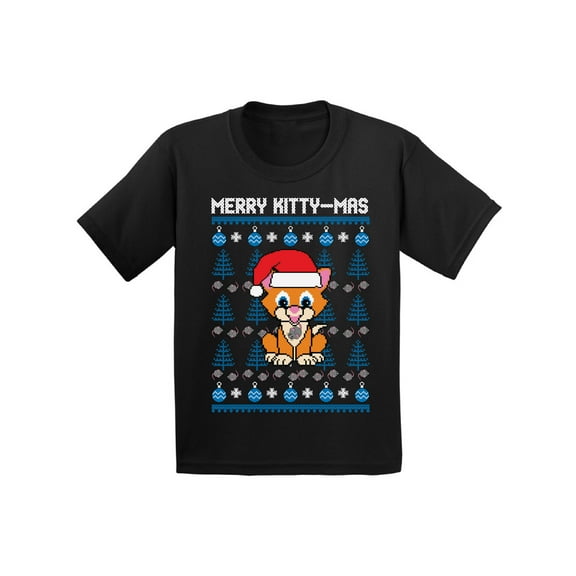 Awkward Styles Xmas T-Shirt for Girls Boys Merry Christmas Kittymas Toddler Shirt