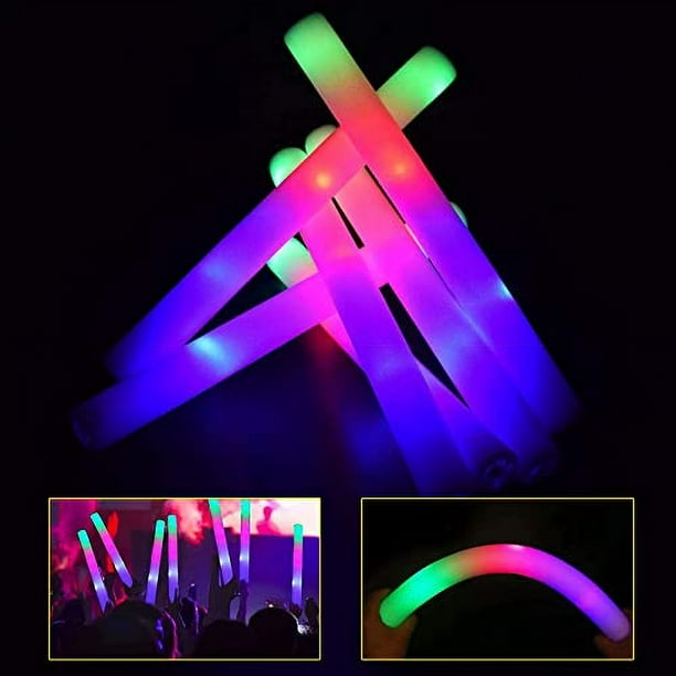 24 Palos de Espuma con Luces LED que Cambian de Color para Fiestas y Eventos, Bodas y Halloween.