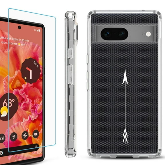 OneToughShield ® for Google Pixel 7a Shockproof Bumper Phone Case, with Tempered Glass Screen Protector - Arrow