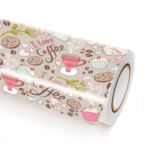Vinil Decorativo en Lamina Deco Adhesivo I Love Coffe Joss Design 5.5 m x 50 cm