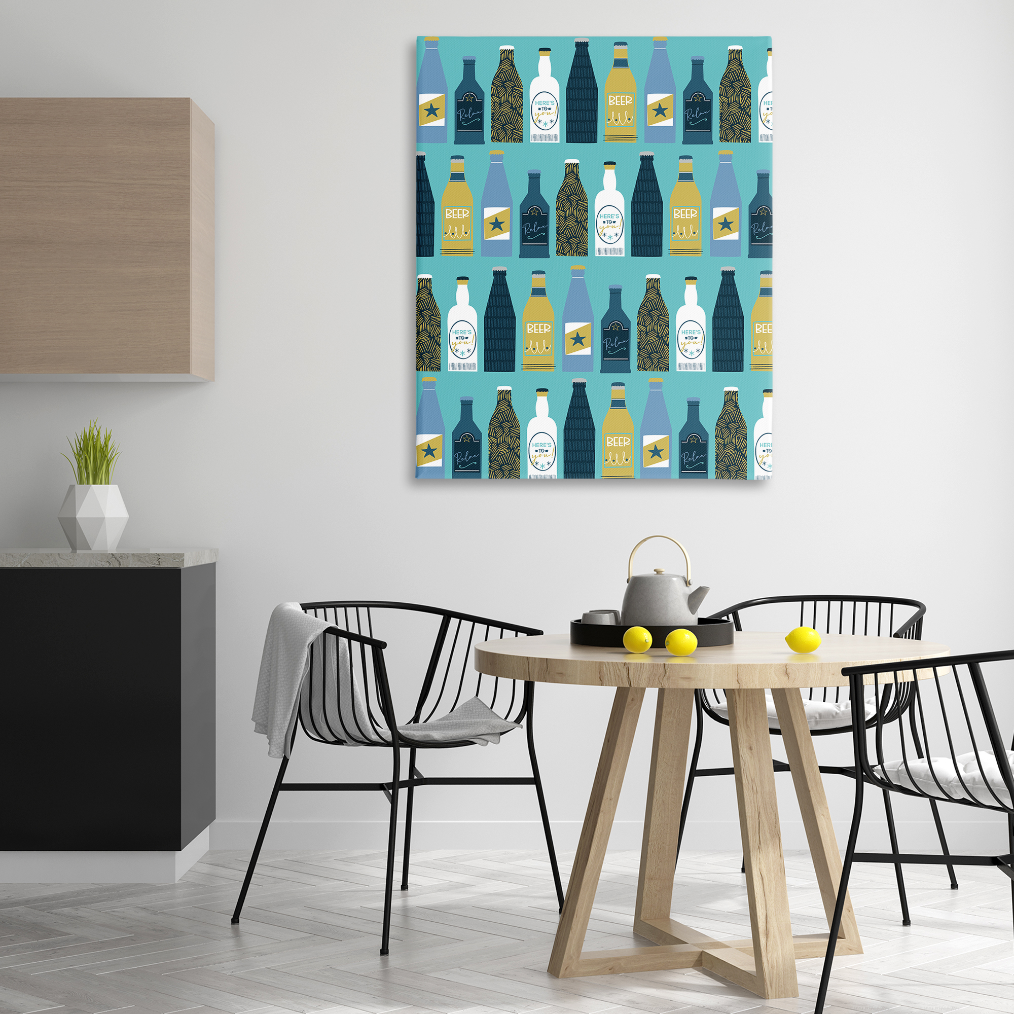 Stupell Industries Arranged Beer Bottles Food & Beverage Painting Wrapped Canvas Art Print Wall Art, 36 x 48