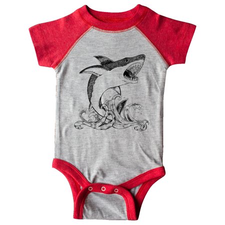 

Inktastic Great White Shark Jumping in Black Gift Baby Boy or Baby Girl Bodysuit