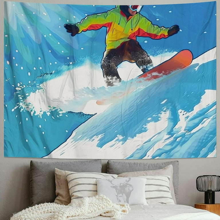 BCIIG Snowboarding Tapestry Wall Hanging Unique Style Graphic Tapestries Home Wall Decor Art Living Room Bedroom Apartment Farmhouse Dorm Wall