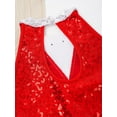 thumbnail image 6 of Xnihocha Kids Girls  Tango Latin Jazz Dance Leotard Dress Sleeveless Sequins Tassel Hem Ballroom Dress Red 12, 6 of 7