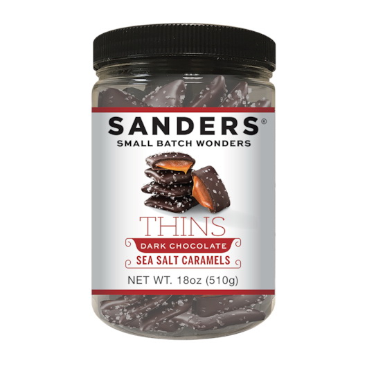 (Price/Case)Sanders Dark Chocolate Sea Salt Caramel Thins Tub, 18