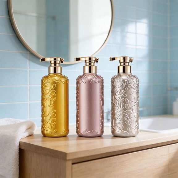 500ml Refillable Shower Gel & Hand Soap Dispenser Bottle, Stylish Empty Pump Bottle for Bathroom, Kitchen & Toilet, Modern Hand Wash Station Supply, Reusable Liquid Container for Lotion, Khaki