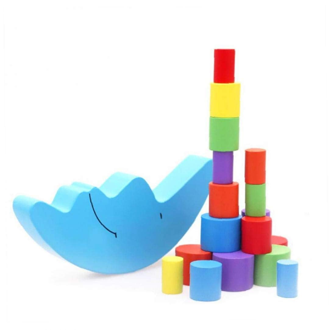 Wooden Stacking Blocks Boards Dolphin Equilibrium Game Colorful Balancing Blocks Toy Parent-Child Building Blocks Toys for Toddler Kids