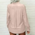 thumbnail image 5 of Lenpel Button down Shirts for Women Long Sleeve Collared Curved Hem Business Casual Tops Dressy Work Blouses with Pockets(Pink,X-Large), 5 of 6