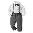 thumbnail image 3 of Kiijoy Toddler Boys Outfits Long Sleeve Button Down Shirt Suspenders Pants Set, Sizes 2-3, 3 of 8