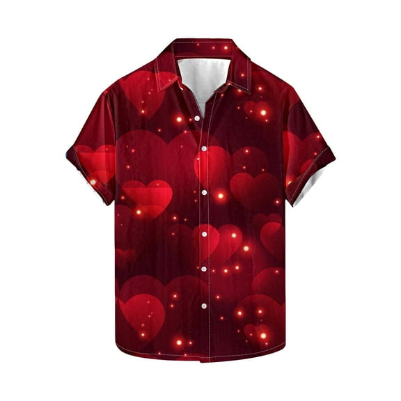 Leesechin Men's Valentines Day Button Down Shirts - Date Night Shirt