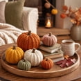 thumbnail image 4 of Mskk Halloween Woven Knitted Yarn Pumpkin Halloween Decoration, Multi Size Crochet Faux Pumpkin Door Hanger Prop, Soft Fabric Pumpkin for Front Porch Fall Tray Mantel Harvest Table Decor, 4 of 8
