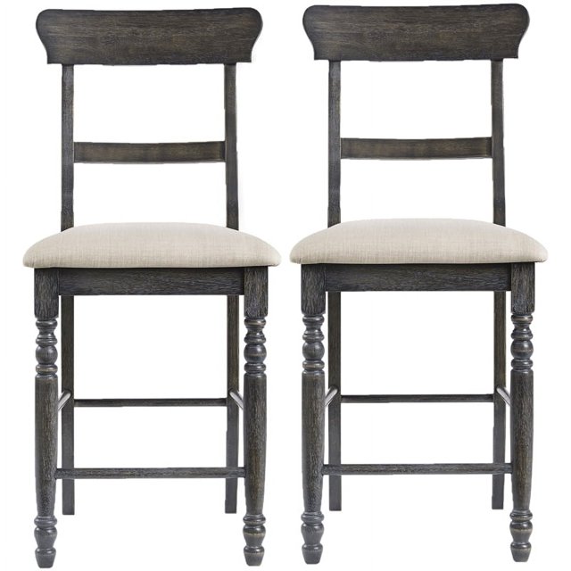 Progressive Furniture Muse Wood Ladderback Counter Chairs Set 2 Weathered Pepper