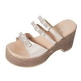 thumbnail image 2 of IUJSOY Women's Platform Sandals Slides 2025 Open Toe Slip on Braided Strappy Wedge Heel Sandals, 2 of 9