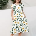 thumbnail image 5 of Zpanxa Robes Florales pour Filles Été Manches Courtes Manches Volantées Col Rond Imprimé de Fleurs Taille Poche Robe Superposée Polyester Spandex Multicolore 10-11 Ans, 5 of 5