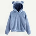 thumbnail image 2 of Charella Womens Athletic Fuzzy Hoodies Cute Pullover Hoodie for Women Zip Oversized Plush Hoodie with Pockets Blue,XL, 2 of 4