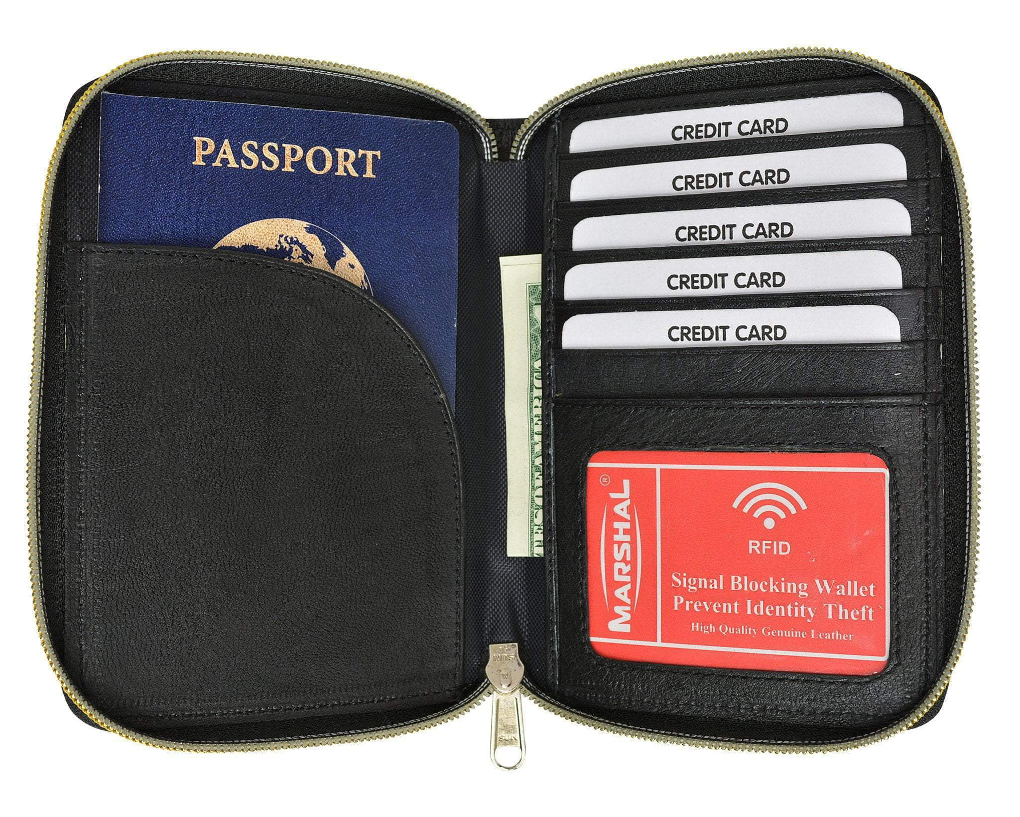 Passport holder with zipper