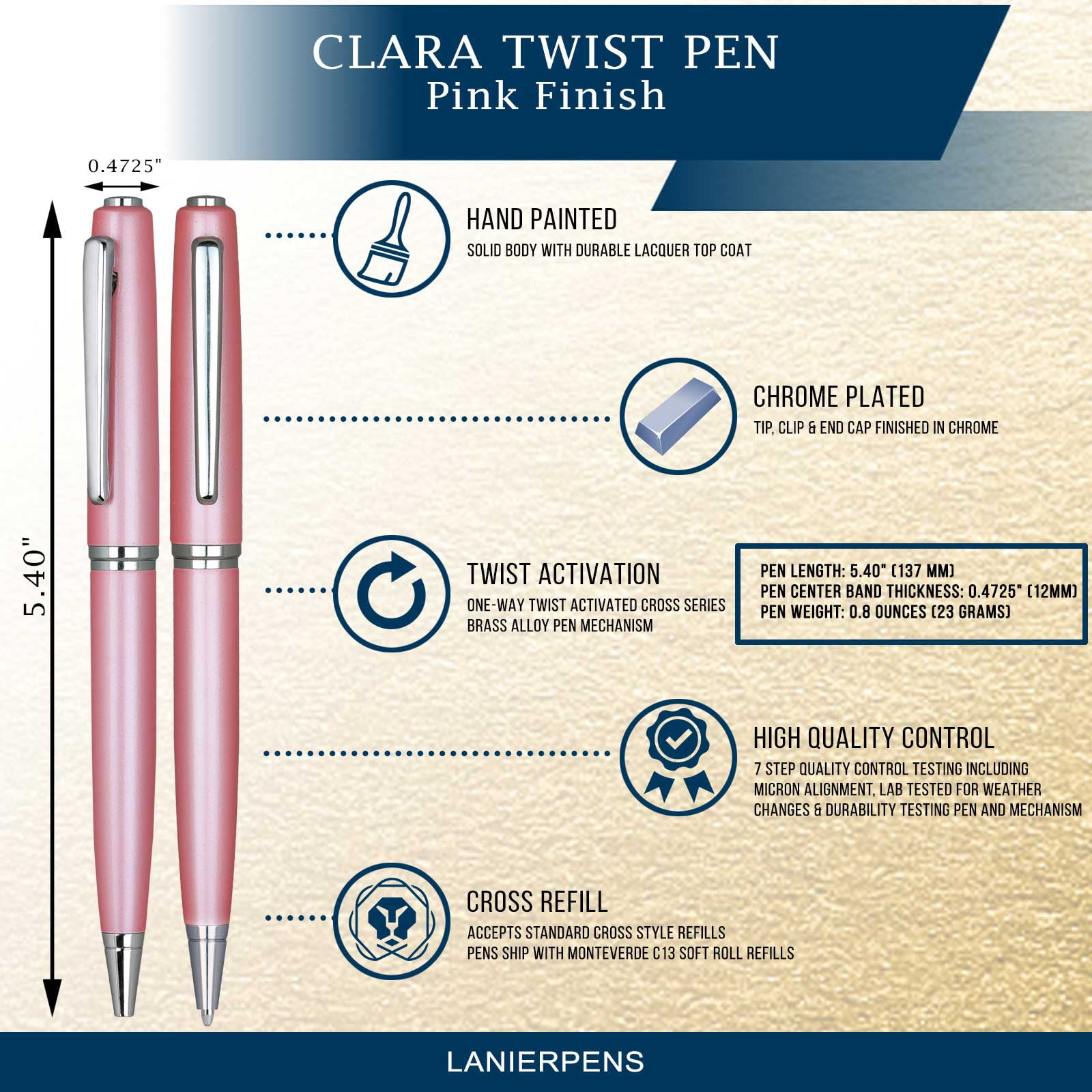 Clara Ball Pen - Pink with Single Gift Box Rosewood