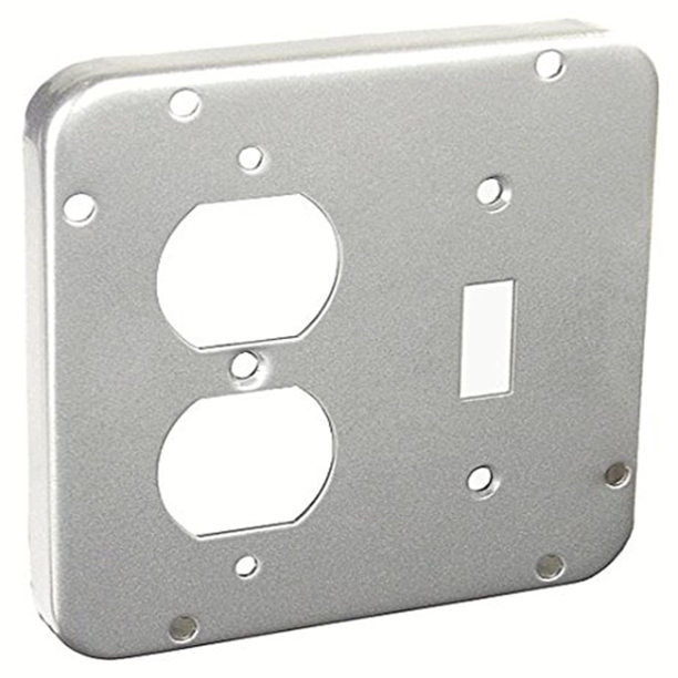 411/16 Inch Square 1/2 Inch Raised Duplex Receptacle And Toggle Switch