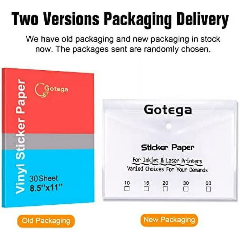 Joyberg Printable Sticker Paper for Inkjet Printer, 40 Sheets 8.5x11” Matte Sticker Printer Paper Full Sheet Labels, Sticker Paper for Printer
