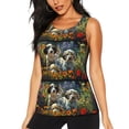 thumbnail image 1 of Balery Sunflower Field Spotted Dog Camiseta sin mangas estampada ligera para mujer, tops de entrenamiento sin mangas, camisetas de yoga transpirables de secado rápido.-XX-Large, 1 of 7