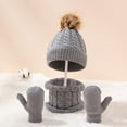 thumbnail image 2 of 0-36 Month Children Woolen Hat Twisting Pattern Skin-friendly Simple Warm Knitted Hat Circle Scarf Gloves Suit for Going Out, 2 of 10