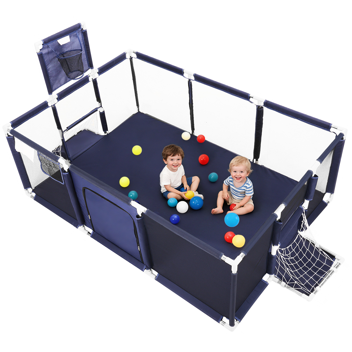 Baby Playpen,71x48inch Large Play Yard for Babies Toddlers, Sturdy Safety Baby Play Area Center Twins, Blue