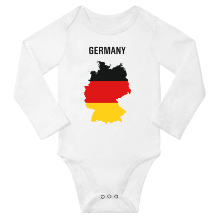 

Germany Flag Map Boy Girl Baby Long Slevve Bodysuits (White 12-18 Months)