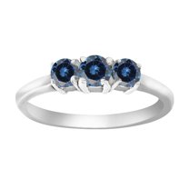 Aonejewelry 0.50 Ct. Ttw Blue Diamond Three Stone Ring In 10K White Gold