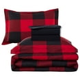 thumbnail image 2 of Marina Decoration Ultra Soft Luxury Fluffy Goose Down Alternative Bed in a Bag Rich Printed Comforter Set Includes Sheet Set, Red Black Plaid Pattern, 2 of 4
