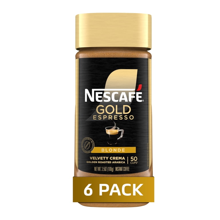 6 pack) NESCAFÉ Gold Espresso Blonde, Instant Coffee, 3.5 oz, 6