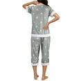thumbnail image 5 of QUNYINEY 2 Piece Pajama Sets for Women Soft Star Short Sleeve Top And Capri Pants Casual Crew Neck Womens Loungewear Set, 5 of 6