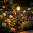 thumbnail image 4 of Cat Moon Solar Garden Stake Light, Outdoor Waterproof Half Moon LED Pathway Decor Crackle Hanging Glass Globe Ball Metal Crescent for Outside Yard Patio Lawn Outdoor Decor, 4 of 8
