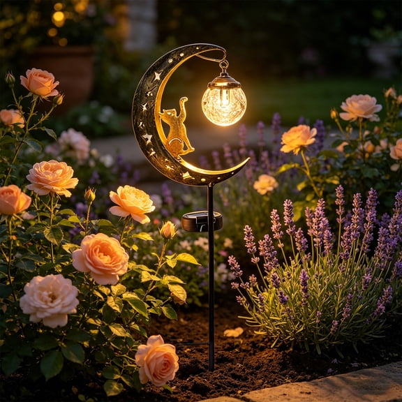 Eolstice Hummingbird Solar Garden Stake Light, Waterproof LED Pathway Decor, Crackle Hanging Glass Globe, for Yard Patio Lawn, Outdoor Garden Ornament