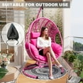 thumbnail image 3 of Oversized Hanging Egg Chair Outdoor Indoor, Wicker Swing Egg Chair with Stand  Rain Cover UV Resistant Cushion 400lbs Capacity for Bedroom, Patio, Garden and Balcony (Pink-Regular), 3 of 14