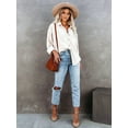 thumbnail image 4 of Womens Corduroy Button Down Shirts Boyfriend Long Sleeve Oversized Blouses Tops White M, 4 of 7