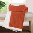 thumbnail image 4 of BNM Fleece Sherpa Reversible Lattice Blanket, Twin, Rust, 4 of 8