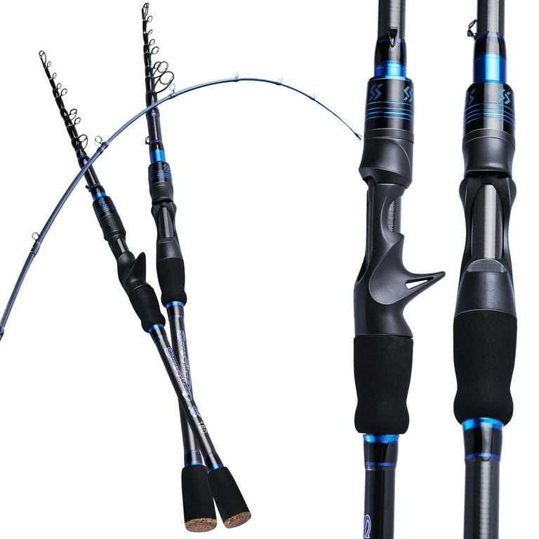 Sougayilang Spinning/Casting Fishing Rod Carbon Fiber Telescopic Fishing  Pole with Light EVA Handle 