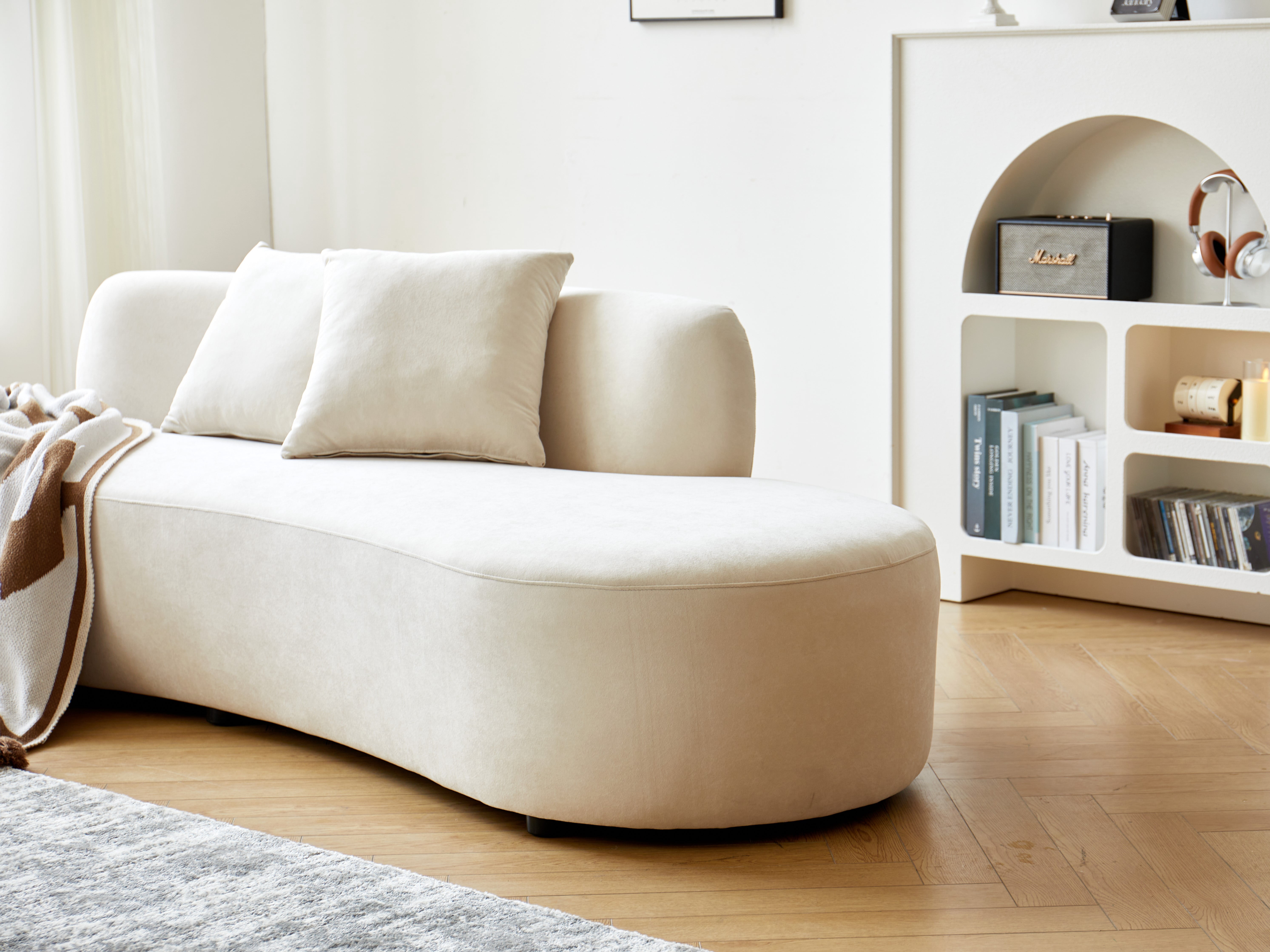 US Pride Furniture 90.2 inch Elegant Half Moon Design Curved Luxury 4-Seat Sofa with High-Density Foam Filled Ivory