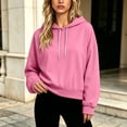 thumbnail image 2 of Atogsazn Womens Oversized Cropped Hoodies Casual Long Sleeve Hooded Sweatshirt Fall Winter Tops with Pocket Pink XL Fashion, 2 of 6