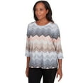 thumbnail image 3 of Alfred Dunner Womens Lacey Ombre Chevron Crewneck Top, 3 of 4