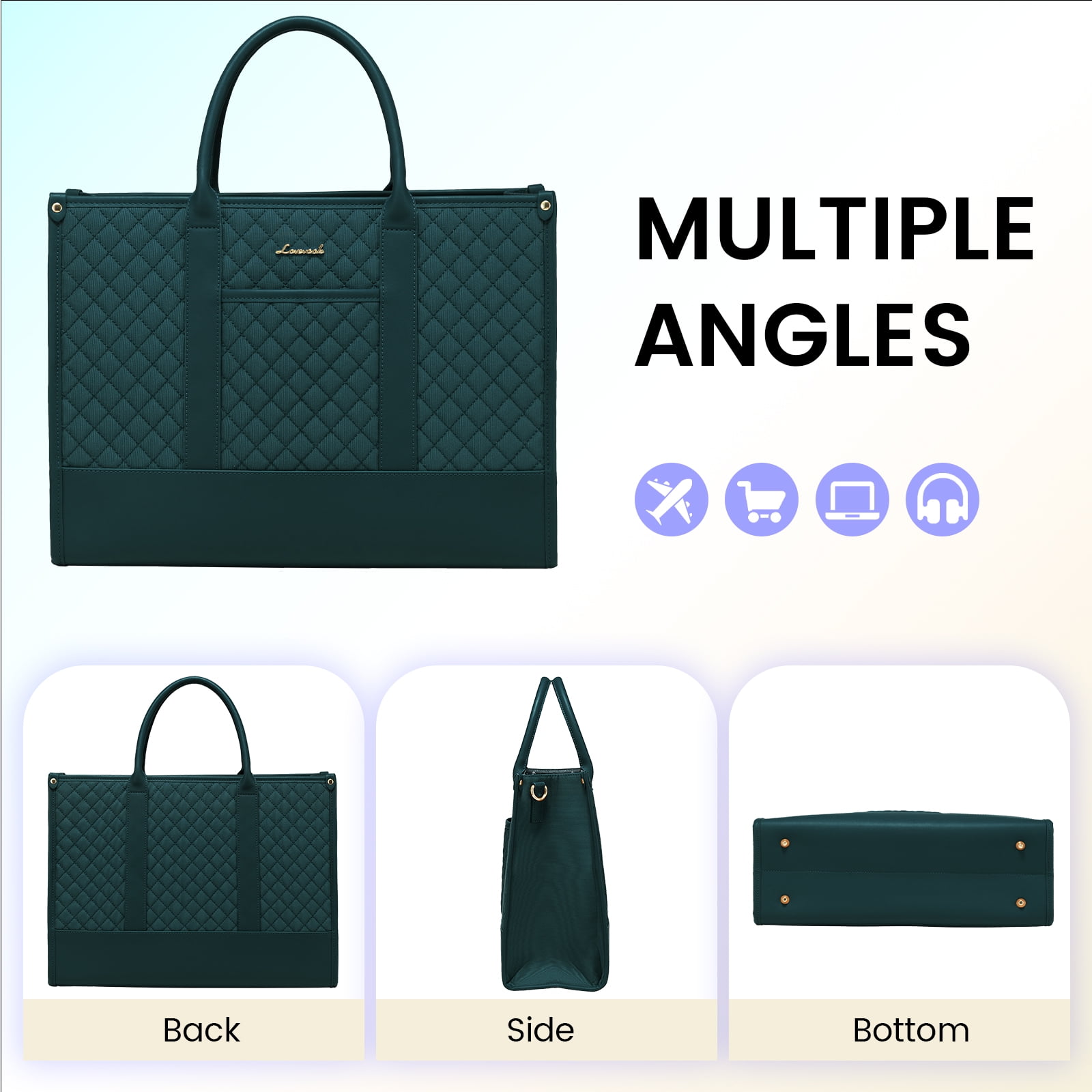 Lovevook Laptop Tote Bag for Women, Canvas Work Bag Fit 15.6" Laptop, Fashion Handbag Shoulder Bag with Clutch Purse for Daily