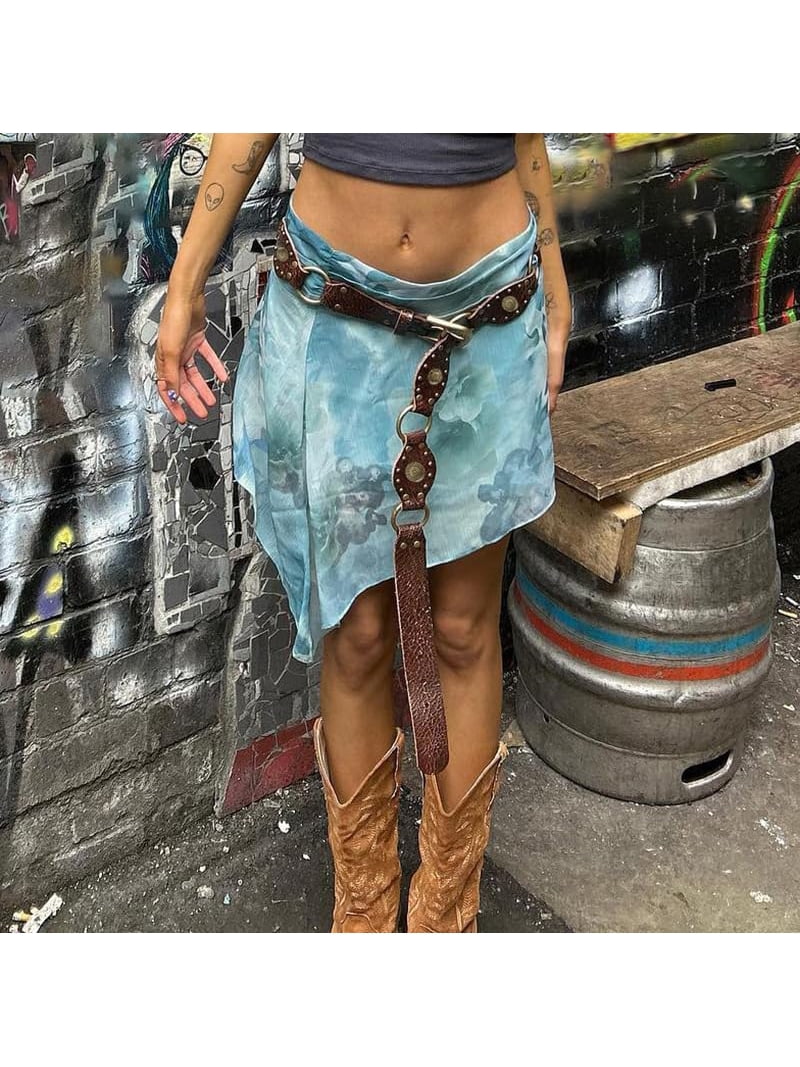 80s 90s Y2K USA製 Western belt vintage 本革 Women Vintage Y2k Belt Concho Rivet Leather Belts Western