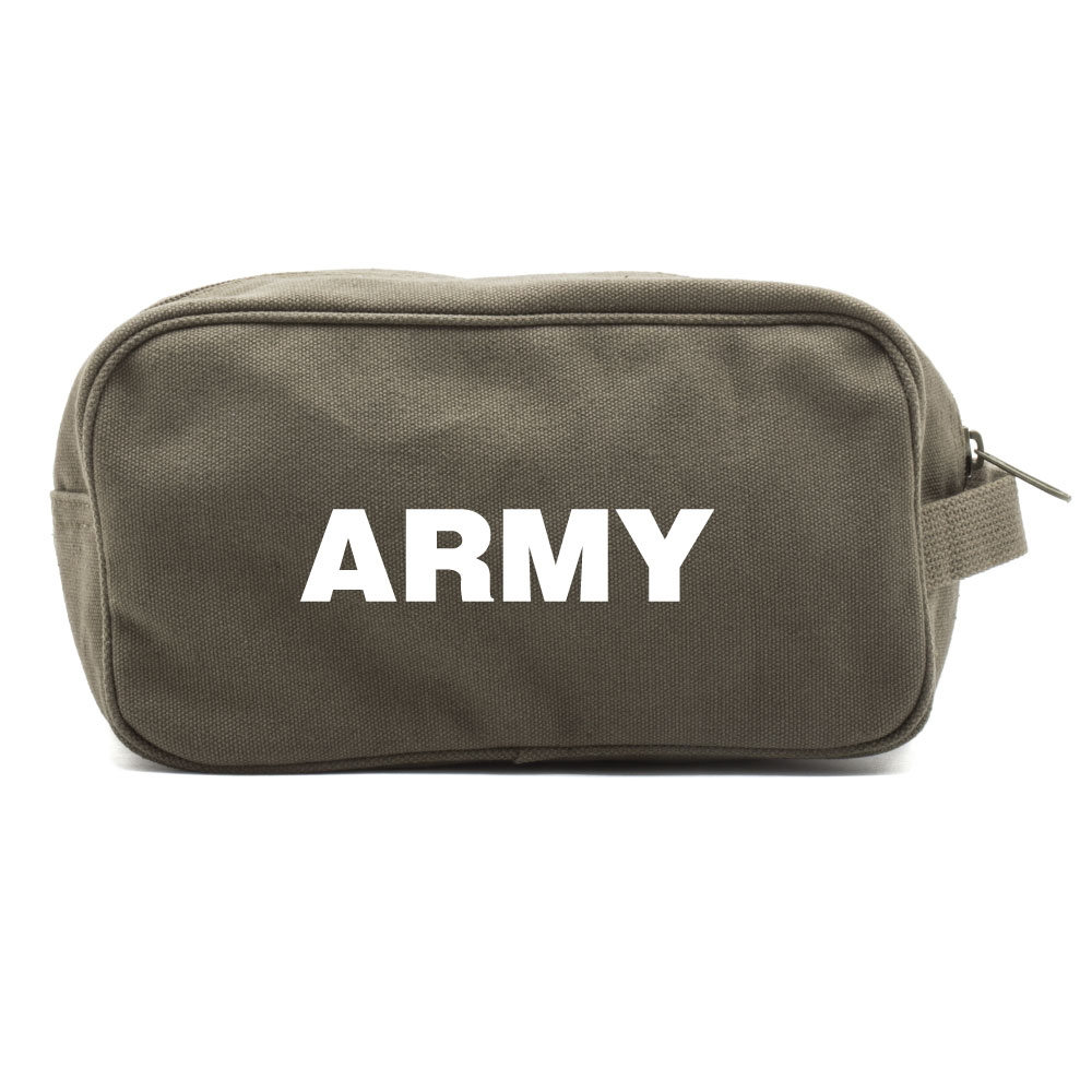 Army Force Gear Army Text Military Canvas Shower Kit Travel Toiletry