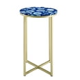 thumbnail image 5 of Walker Edison Modern Metal and Marble Round Side Accent Living Room Storage Small End Table, 16 Inch, Black Agate, 5 of 5